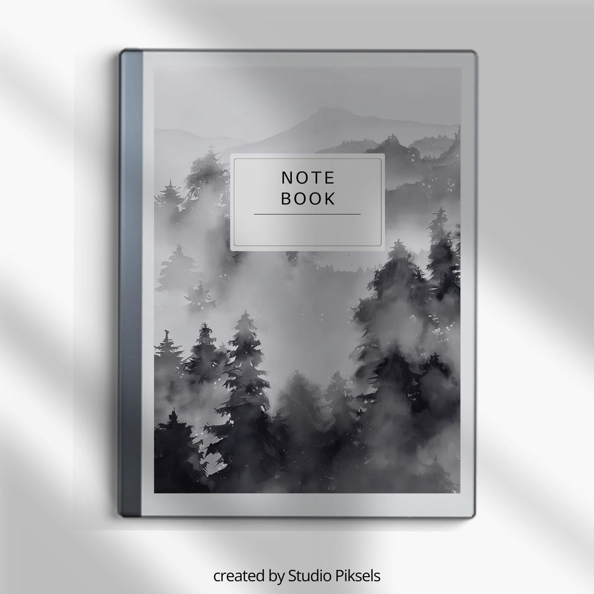 Monochrome landscape notebook covers for reMarkable 2 and reMarkable Paper Pure with black-and-white nature PDF designs