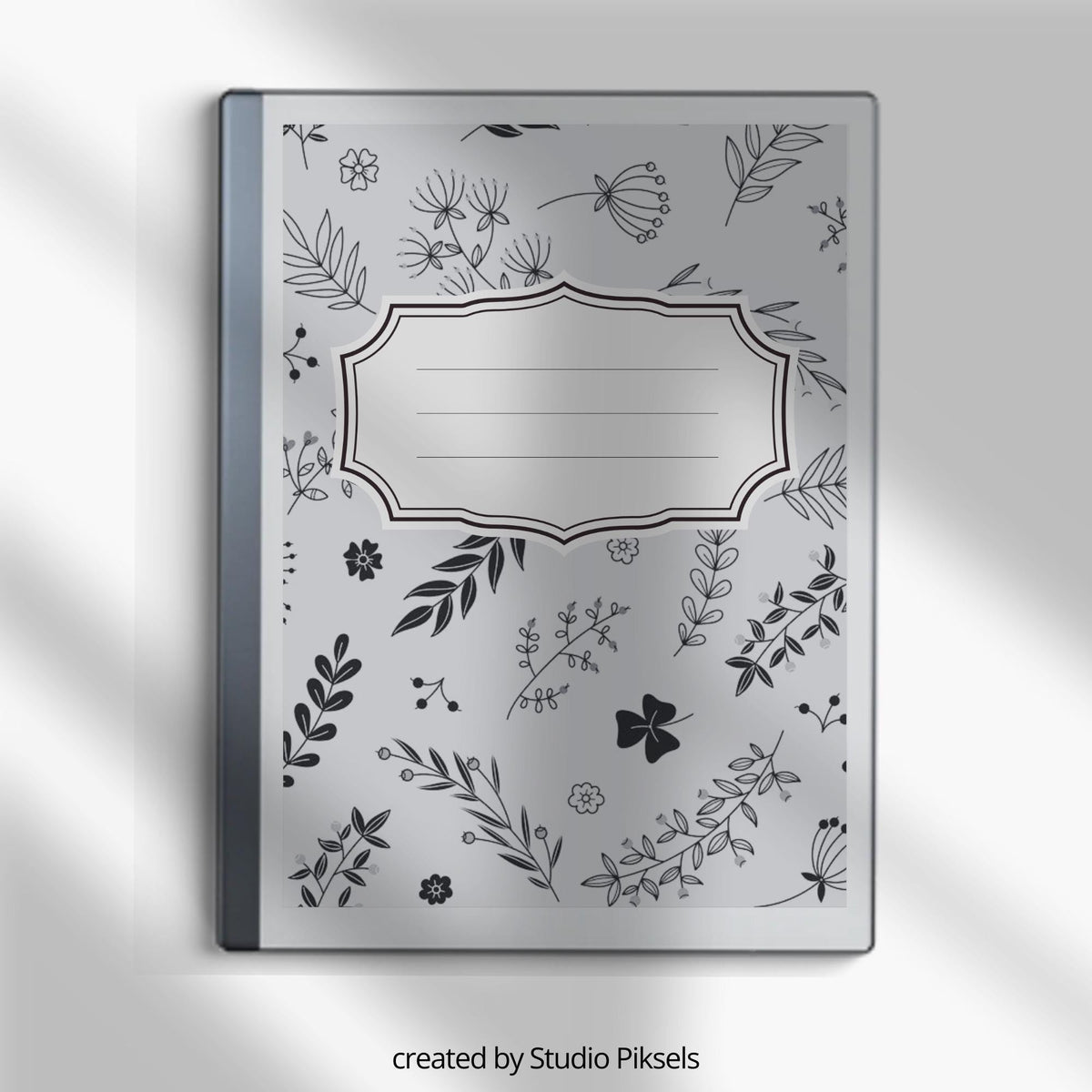 Floral Notebook Cover Bundle for reMarkable featuring 12 monochrome botanical PDF covers for planners, journals, sketchbooks, and digital notebooks.