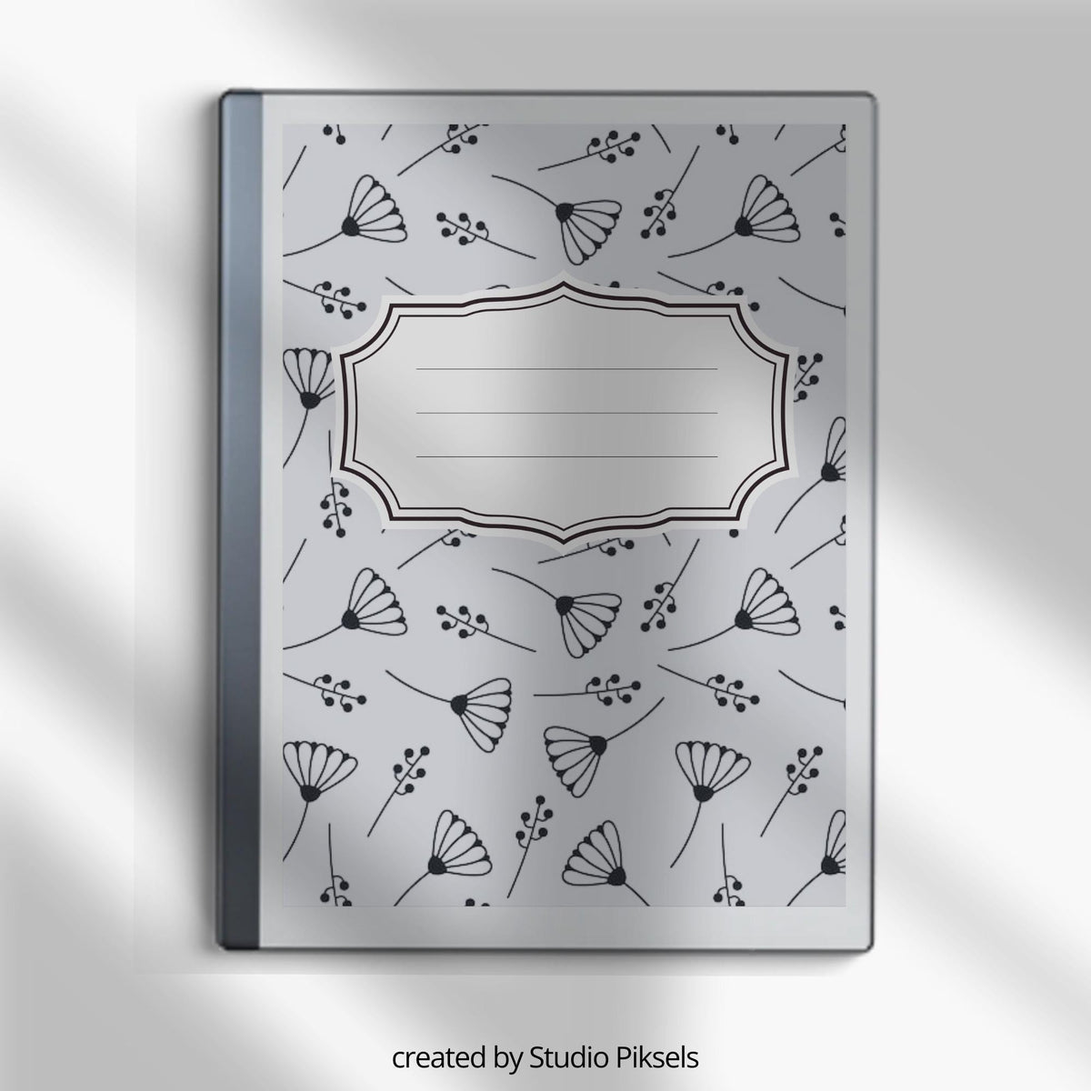 Floral Notebook Cover Bundle for reMarkable featuring 12 monochrome botanical PDF covers for planners, journals, sketchbooks, and digital notebooks.