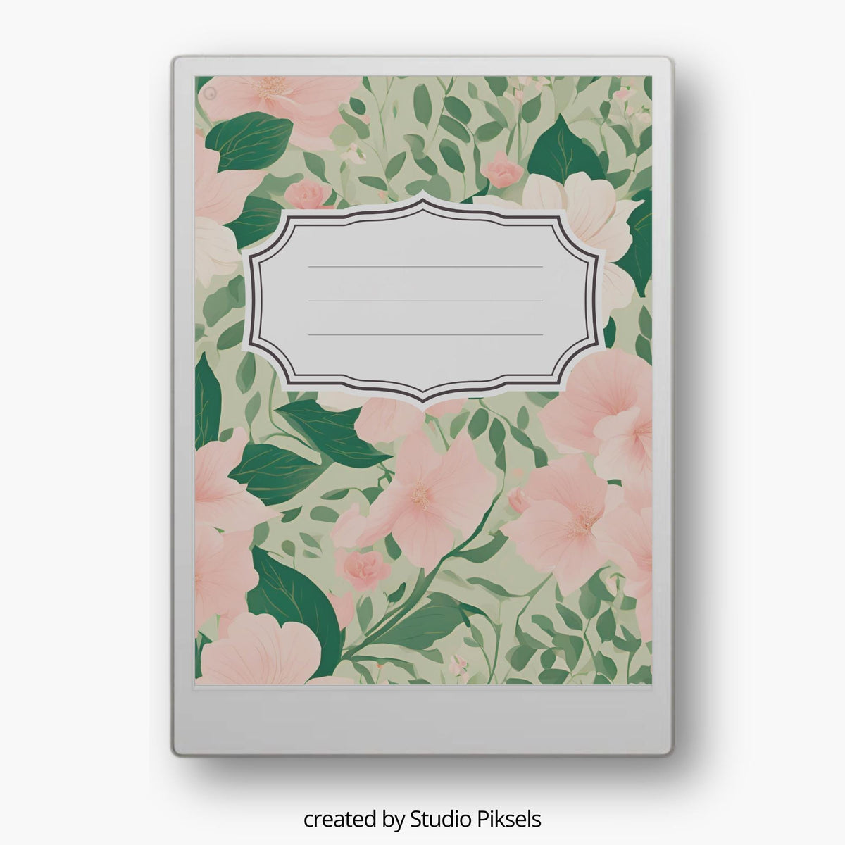 Floral notebook cover bundle for the reMarkable Paper Pro featuring 12 colorful botanical digital covers, flower patterns, and file organization layouts.
