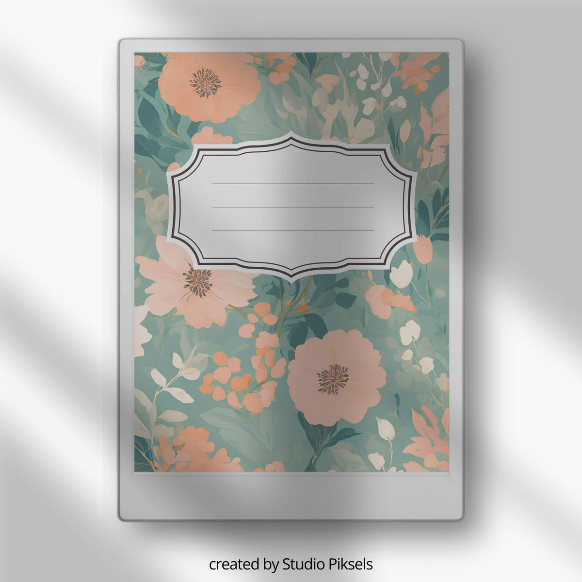 Floral notebook cover bundle for the reMarkable Paper Pro featuring 12 colorful botanical digital covers, flower patterns, and file organization layouts.