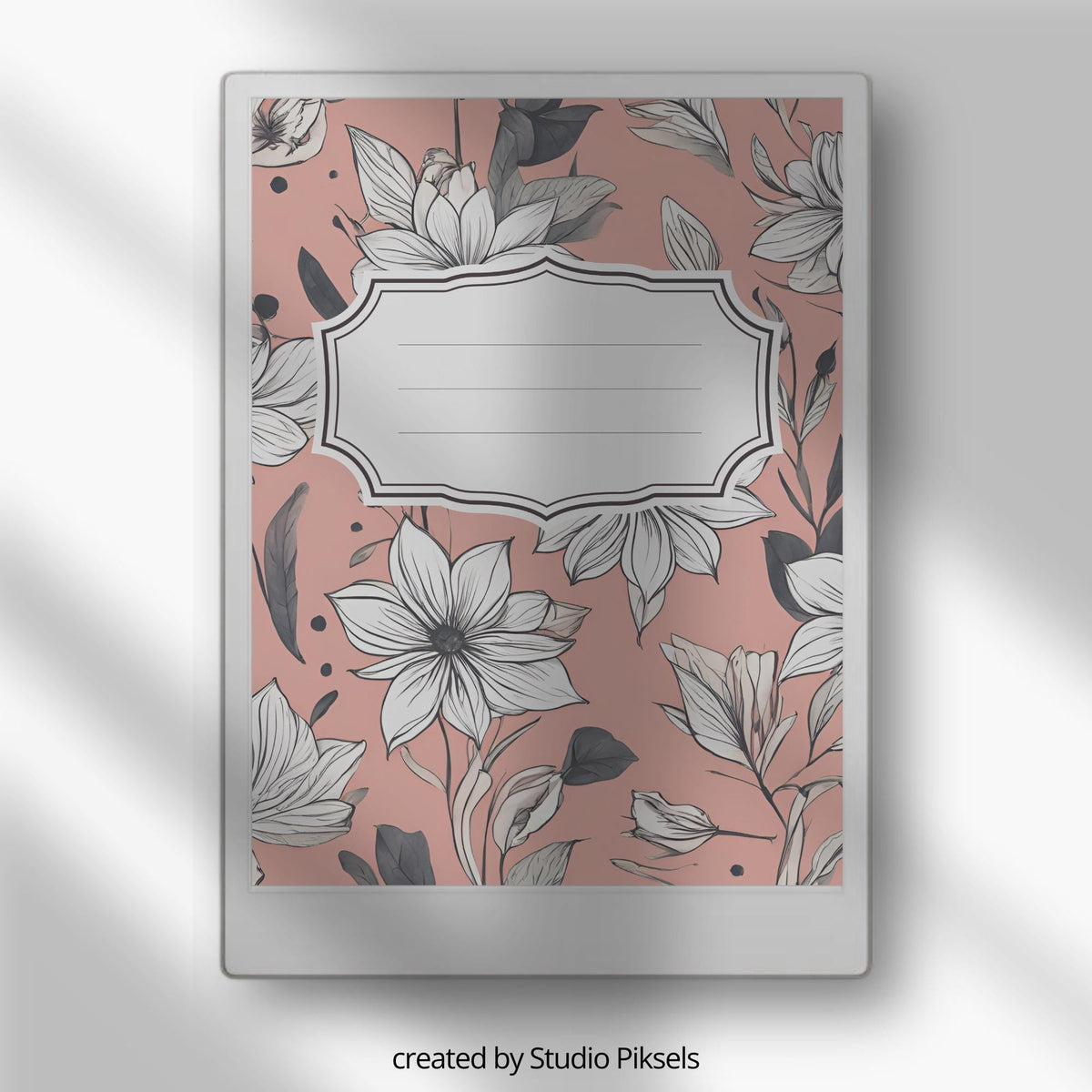 Floral notebook cover bundle for the reMarkable Paper Pro featuring 12 colorful botanical digital covers, flower patterns, and file organization layouts.