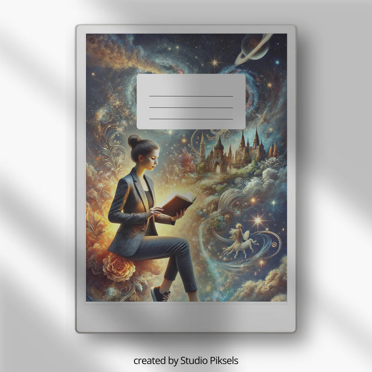 Fantasy Notebook Cover Bundle designed for reMarkable Paper Pro. This collection includes imaginative notebook covers featuring magical libraries, celestial landscapes, dreamy bookscapes, and whimsical nature-inspired artwork that bring creativity and personality to your digital workspace.