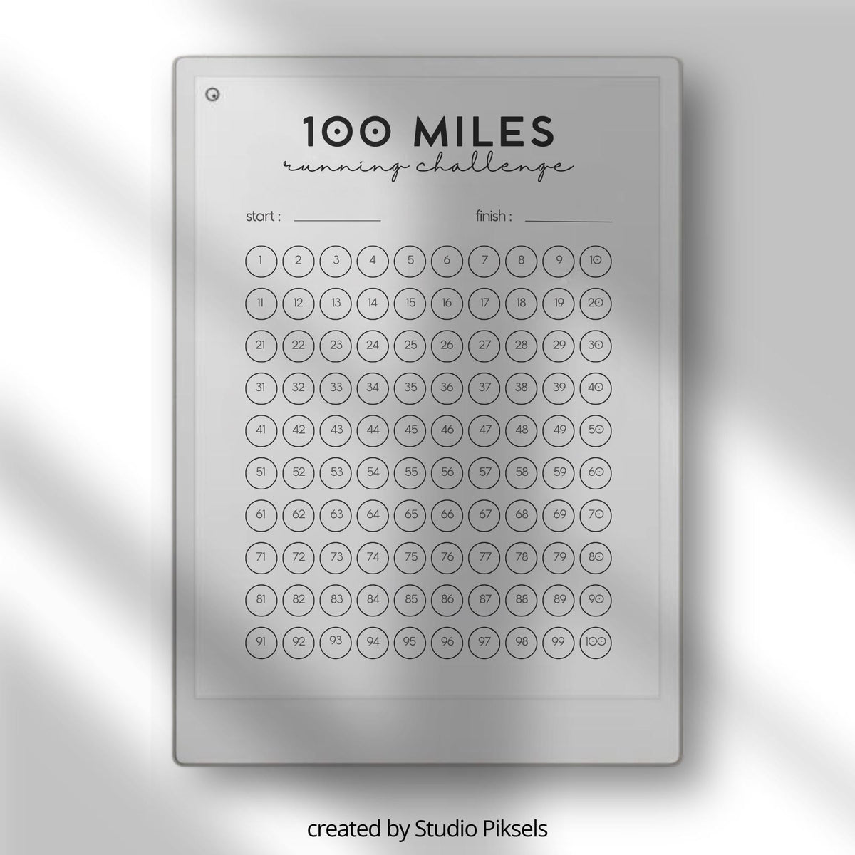 Running Planner for reMarkable tablets with yearly running trackers, mileage tracking pages, running log layouts, fitness goal planners, and digital training journals.