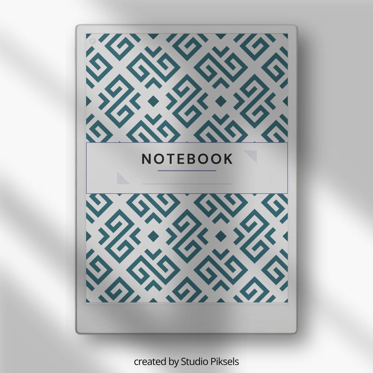 Patterned notebook cover bundle for the reMarkable Paper Pro featuring 12 geometric, plaid, and damask digital covers, minimalist designs, and library organization styles.