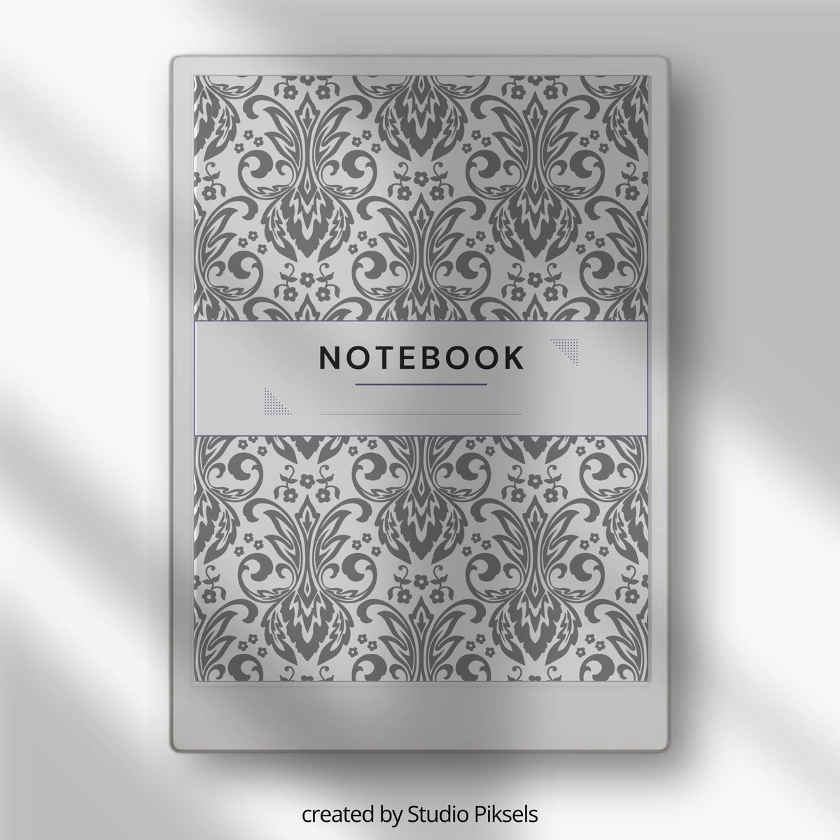 Patterned notebook cover bundle for the reMarkable Paper Pro featuring 12 geometric, plaid, and damask digital covers, minimalist designs, and library organization styles.