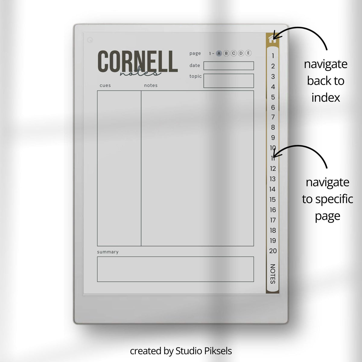 Hyperlinked Cornell Notes Bundle for reMarkable Paper Pro