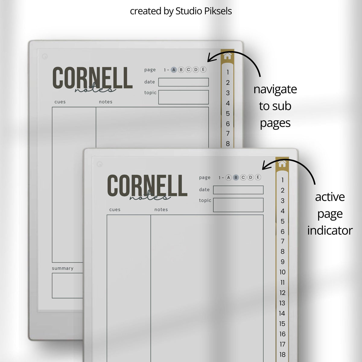 Hyperlinked Cornell Notes Bundle for reMarkable Paper Pro