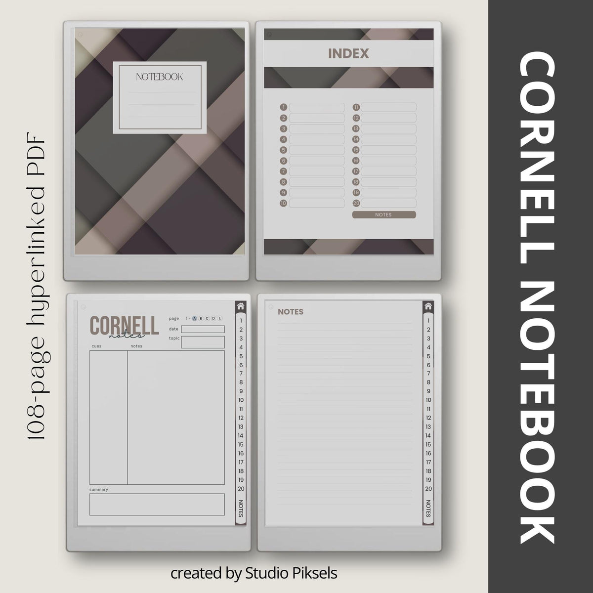 Hyperlinked Cornell Notes Bundle for reMarkable Paper Pro