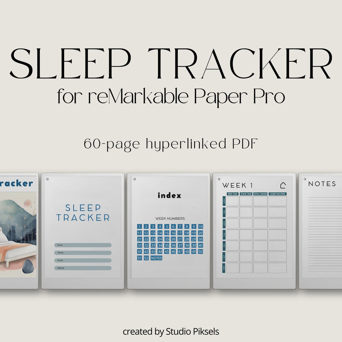 2025 Sleep Tracker for reMarkable Paper Pro