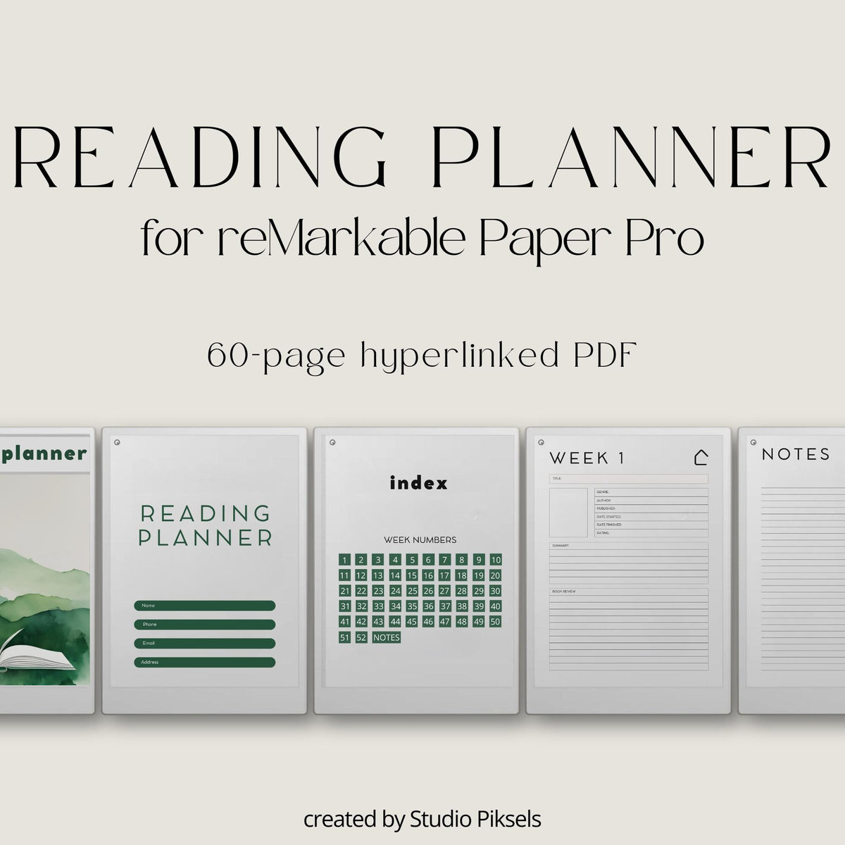 2025 Reading Planner for reMarkable Paper Pro