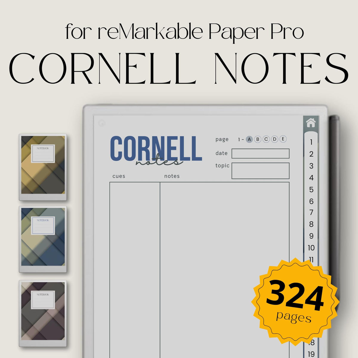 Hyperlinked Cornell Notes Bundle for reMarkable Paper Pro