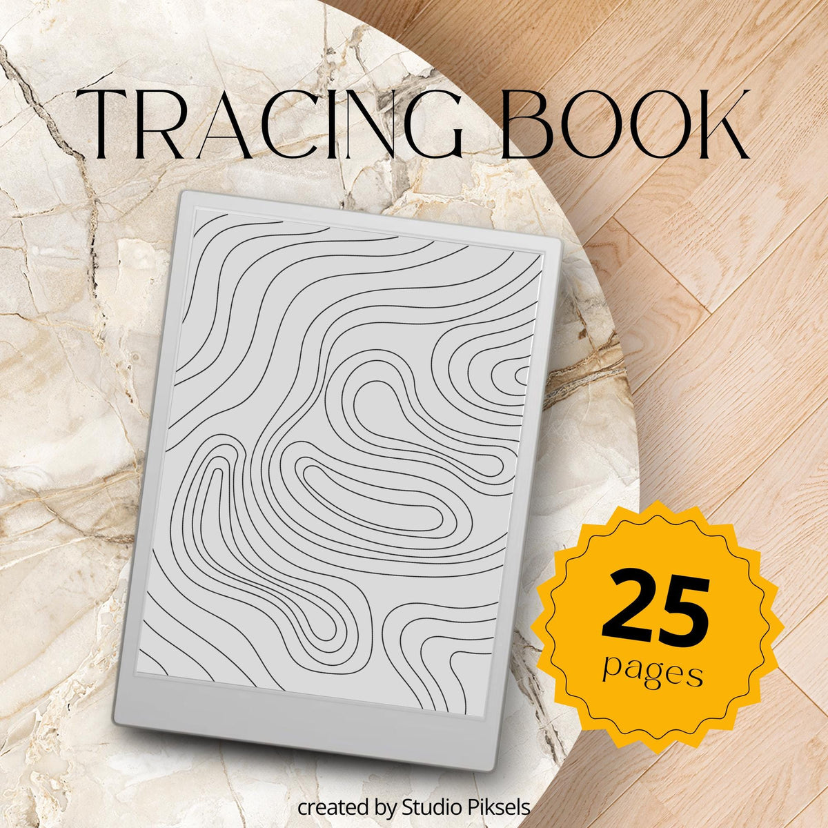 Floral, Mandala, Magical & Abstract Tracing Book Bundle for reMarkable Paper Pro featuring 237 tracing pages with floral alphabet, mandala, magical, flower, and abstract pattern tracing designs for mindful digital drawing and creative practice.