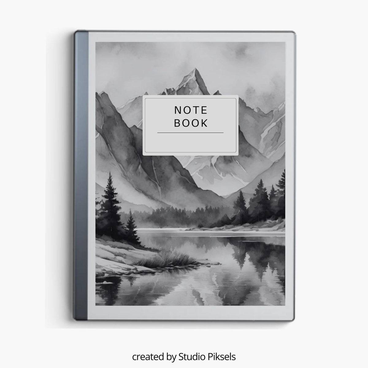 Monochrome landscape notebook covers for reMarkable 2 and reMarkable Paper Pure with black-and-white nature PDF designs