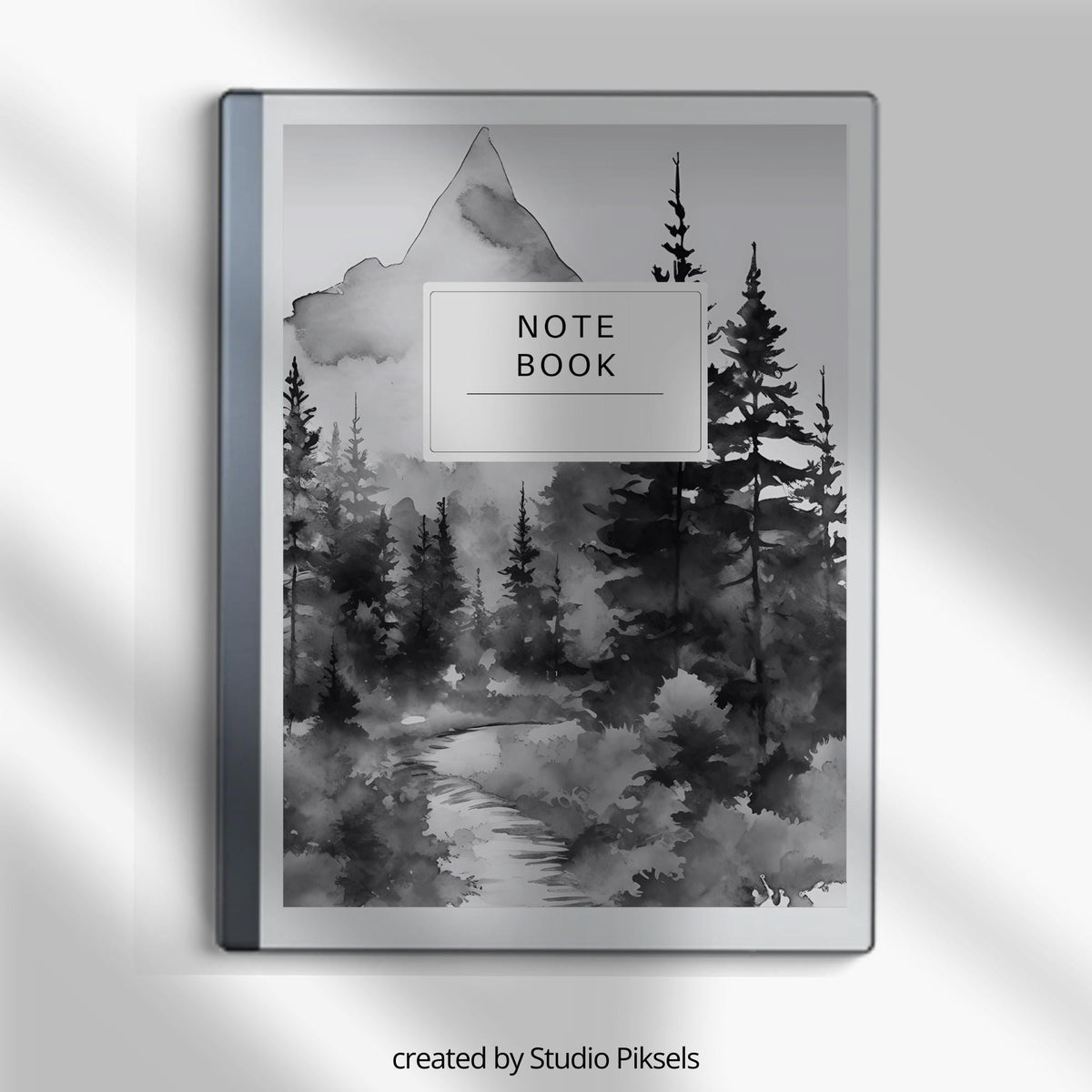 Monochrome landscape notebook covers for reMarkable 2 and reMarkable Paper Pure with black-and-white nature PDF designs