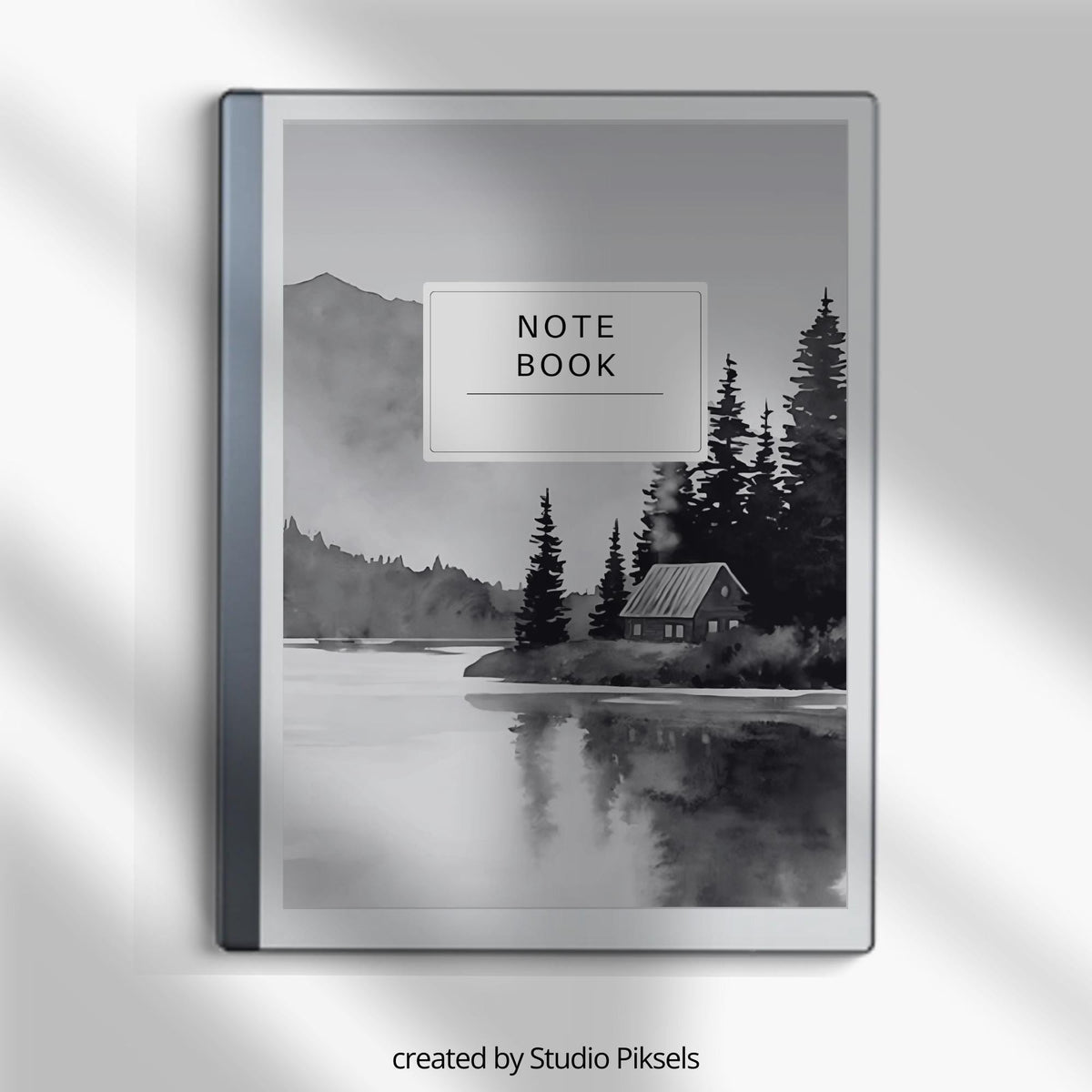 Monochrome landscape notebook covers for reMarkable 2 and reMarkable Paper Pure with black-and-white nature PDF designs