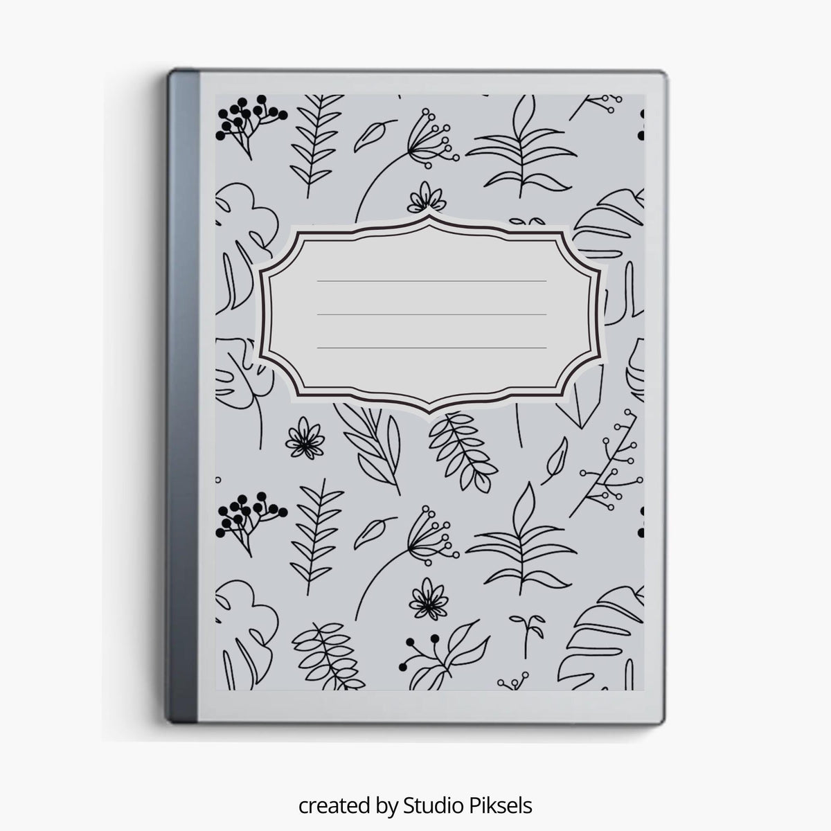 Floral Notebook Cover Bundle for reMarkable featuring 12 monochrome botanical PDF covers for planners, journals, sketchbooks, and digital notebooks.
