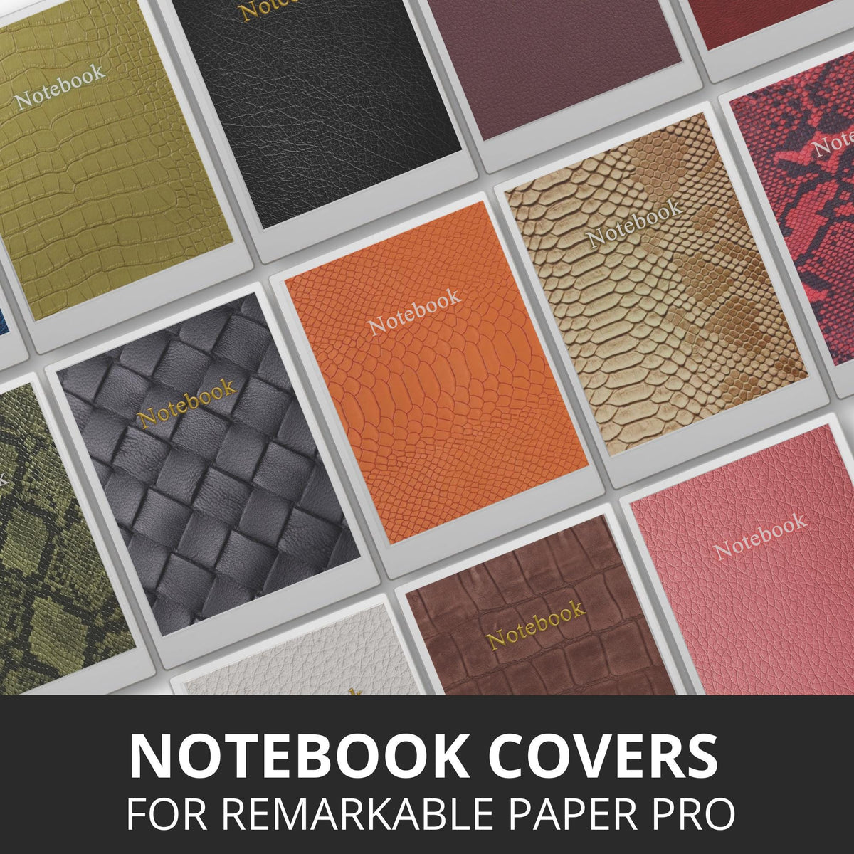 Customize your digital notebooks with this Leather Notebook Cover Bundle designed for reMarkable Paper Pro and other reMarkable devices. This collection includes 17 leather-inspired notebook covers featuring textured patterns, rich colors, and elegant layouts for a polished and professional digital workspace.
