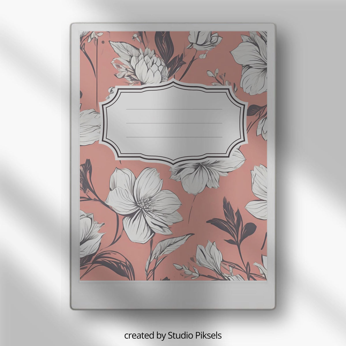 Floral notebook cover bundle for the reMarkable Paper Pro featuring 12 colorful botanical digital covers, flower patterns, and file organization layouts.