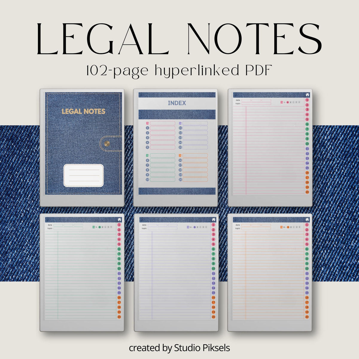 Hyperlinked Legal Pad Paper Notebook for reMarkable Paper Pro