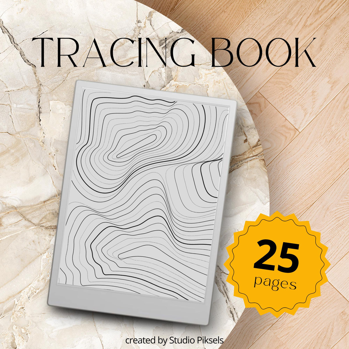 Pattern Tracing Book for reMarkable Paper Pro. Stress relief tracing book with abstract designs for reMarkable Paper Pro, compatible with reMarkable 1, 2, and Procreate
