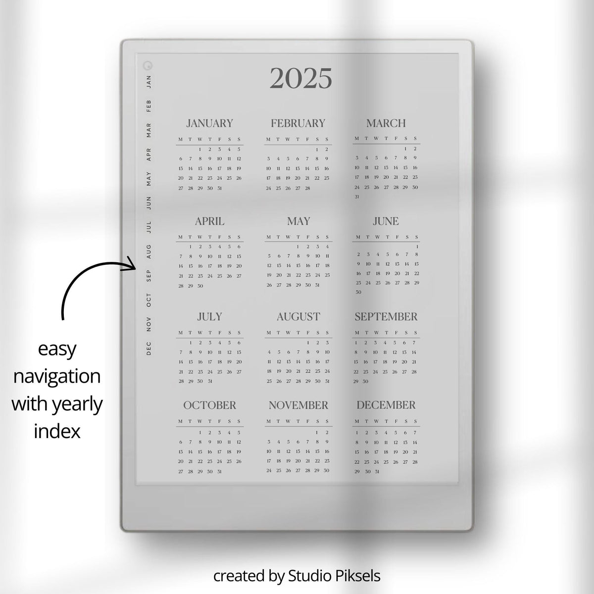 Hyperlinked Yearly Gratitude Journal for reMarkable Paper Pro
