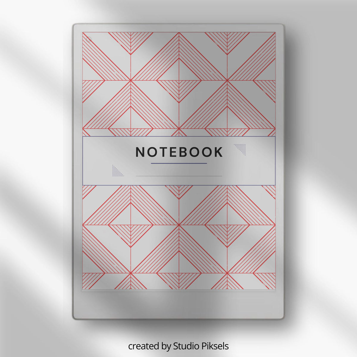 Patterned notebook cover bundle for the reMarkable Paper Pro featuring 12 geometric, plaid, and damask digital covers, minimalist designs, and library organization styles.