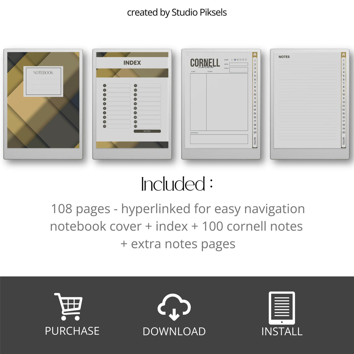 Hyperlinked Cornell Notes Bundle for reMarkable Paper Pro