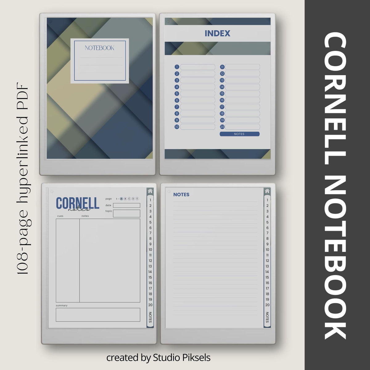 Hyperlinked Cornell Notes Bundle for reMarkable Paper Pro