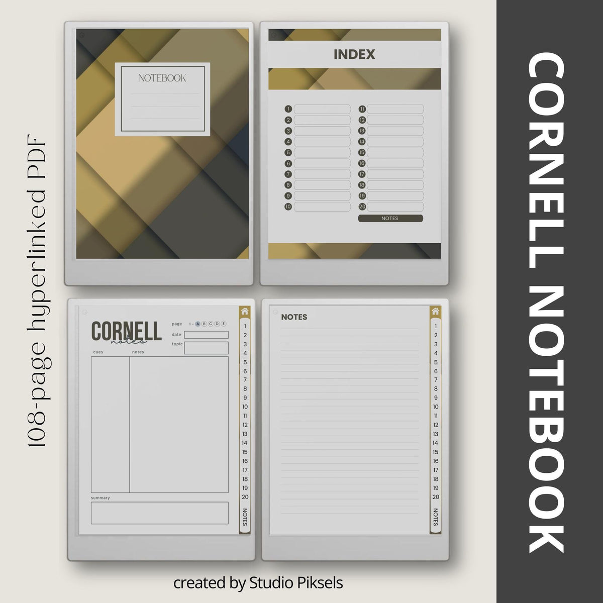Hyperlinked Cornell Notes Bundle for reMarkable Paper Pro