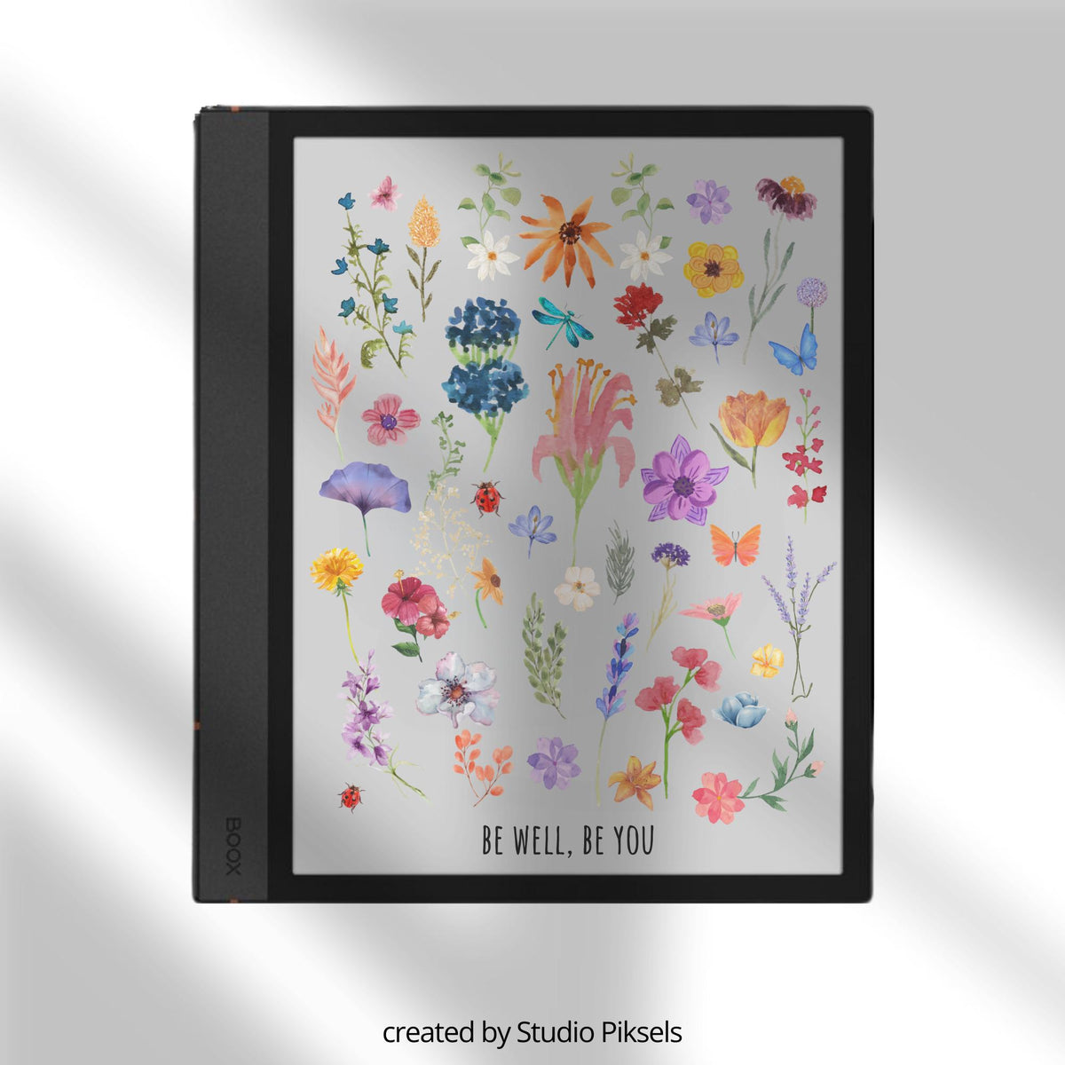 BOOX Sleep Screen Bundle with floral and butterfly nature-inspired screen covers for BOOX color and grayscale E Ink devices