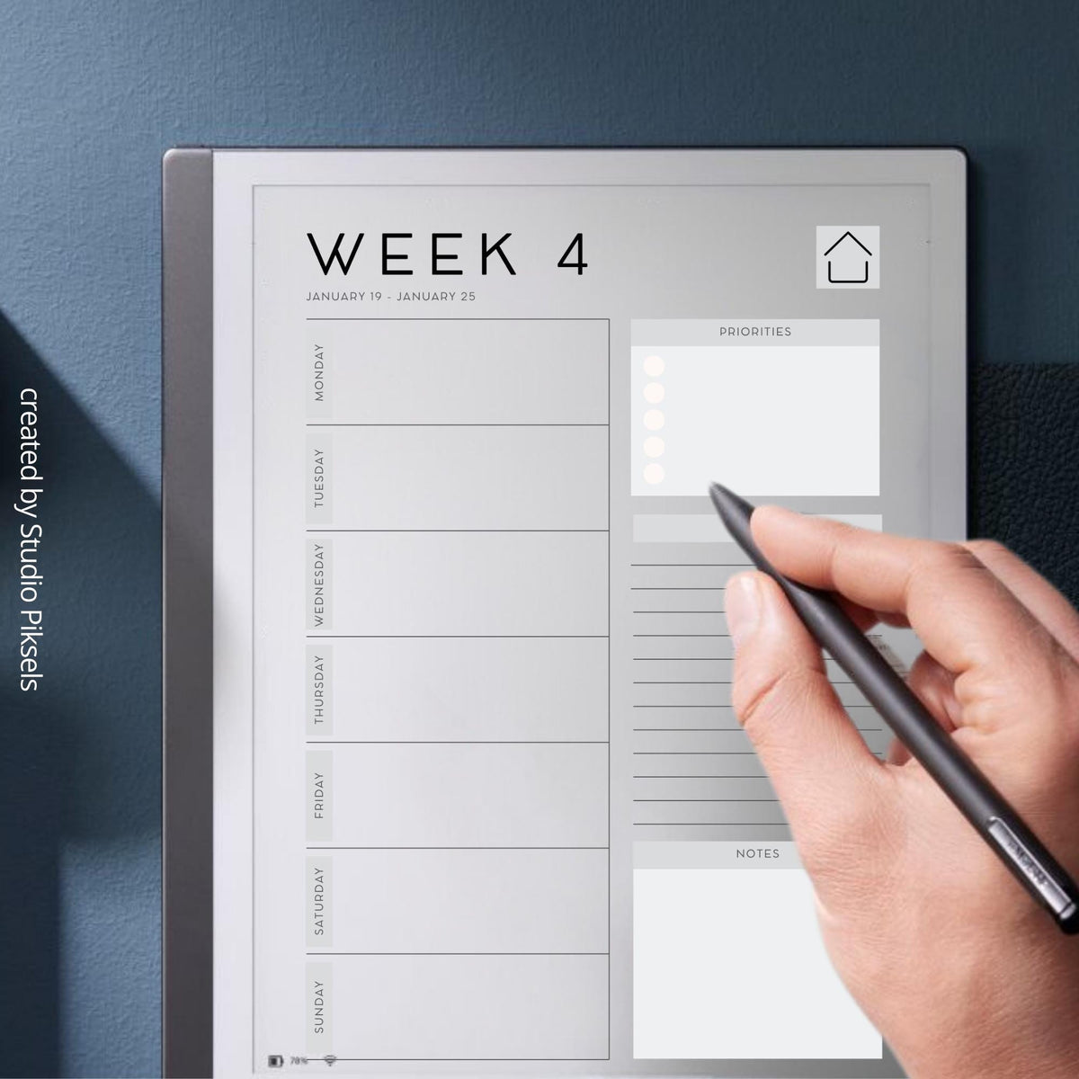 2026 Weekly Planner for reMarkable 2 and 1: Digital Hyperlinked Personal Calender With Weekly Overviews, Priorities, To-Do...