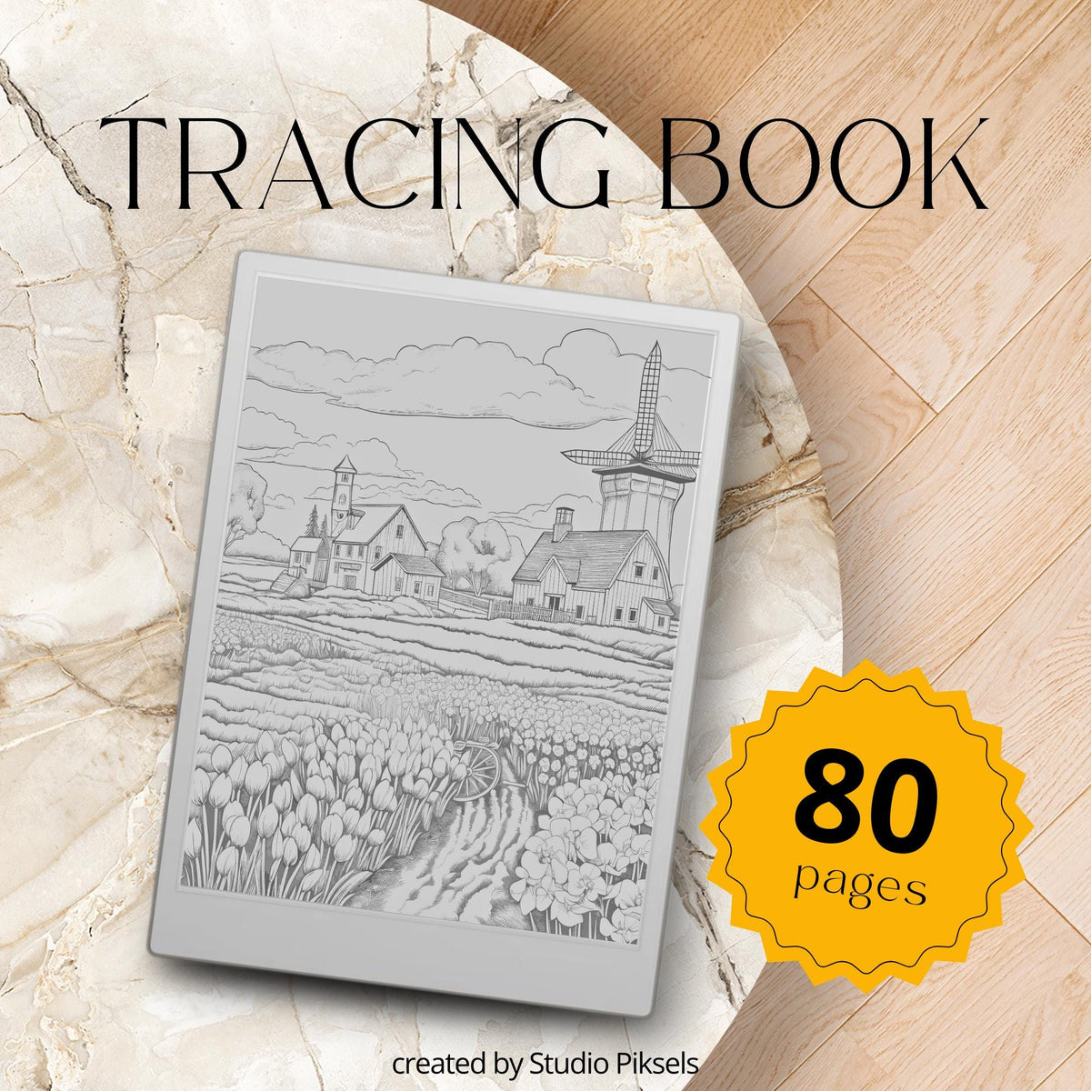 Floral, Mandala, Magical & Abstract Tracing Book Bundle for reMarkable Paper Pro featuring 237 tracing pages with floral alphabet, mandala, magical, flower, and abstract pattern tracing designs for mindful digital drawing and creative practice.