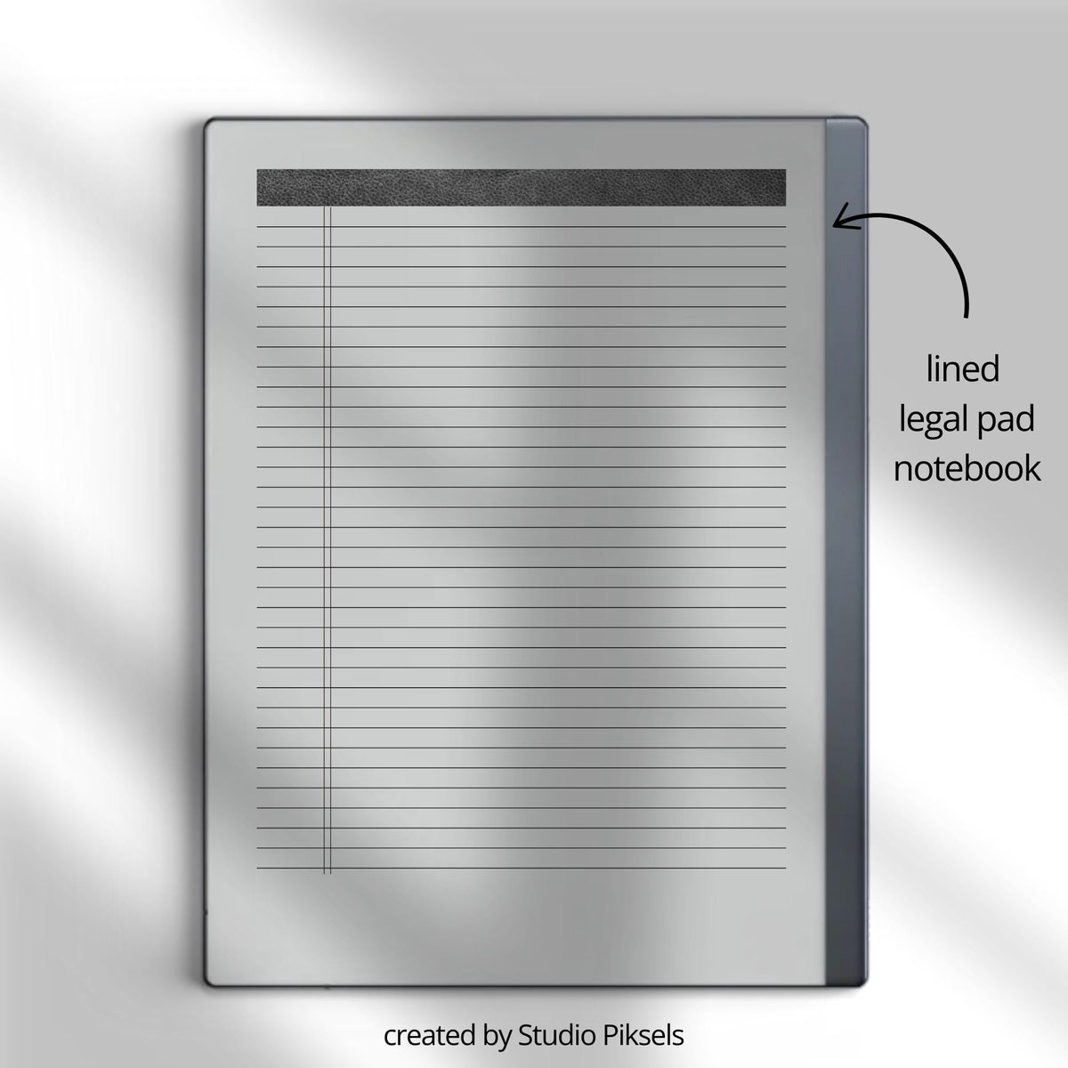 Legal Pad Notebook for reMarkable Paper Pure and reMarkable 2 with leather-style cover and lined legal pad layouts
