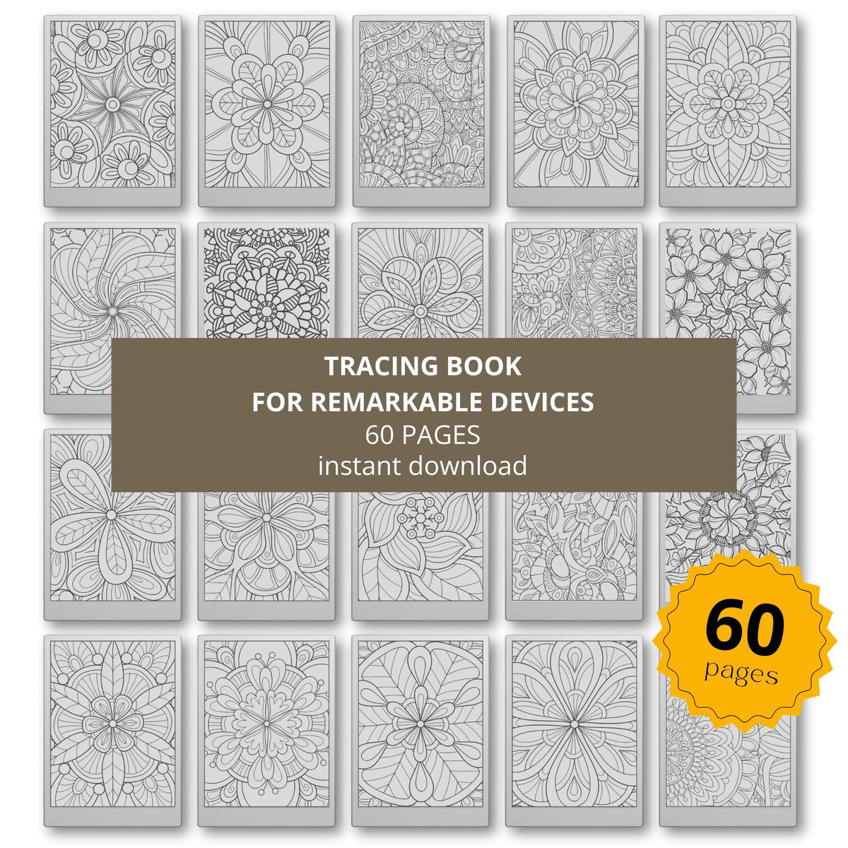 Mandala Tracing Book for reMarkable Paper Pro, reMarkable 1 & 2  with 60 Relaxing Tracing Pages
