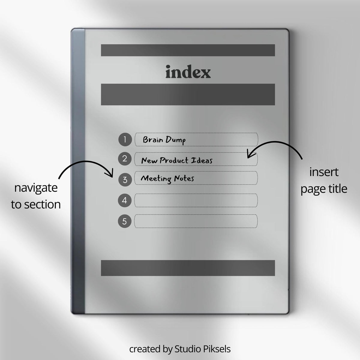 Legal Pad Notebook Bundle for reMarkable featuring six hyperlinked digital notebooks with legal pad layouts, customizable indexes, and light and dark mode designs