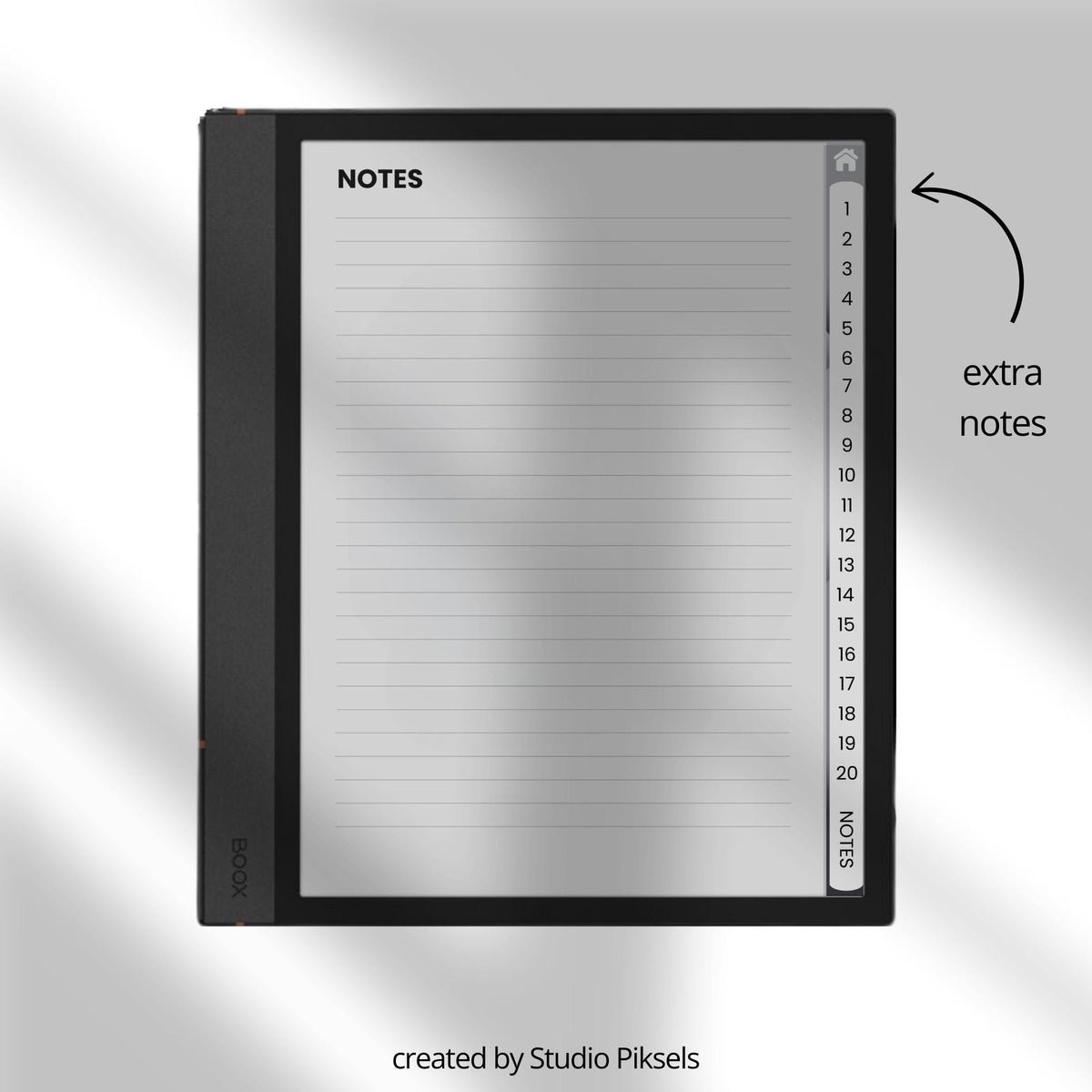 Cornell Notebook Bundle for BOOX with hyperlinked Cornell note pages, grayscale layouts, and digital study notebooks.