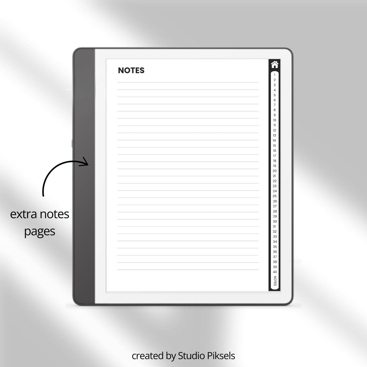 Cornell Notebook Bundle for Kindle Scribe with hyperlinked study notebooks, Cornell note-taking pages, and minimalist digital layouts.