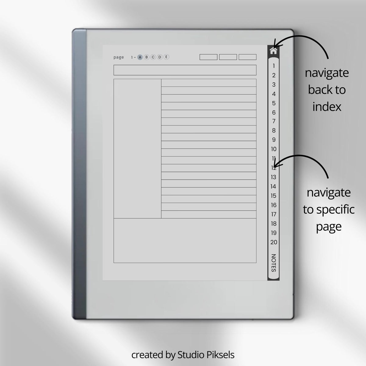 Cornell Notebook Bundle for reMarkable featuring six hyperlinked digital notebooks with Cornell notes pages, planning templates, lined notes pages, and minimalist grayscale covers