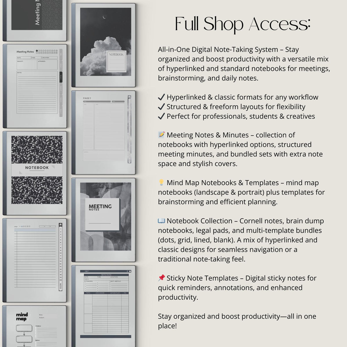 Full Shop Access for reMarkable 2 Collection digital product preview.