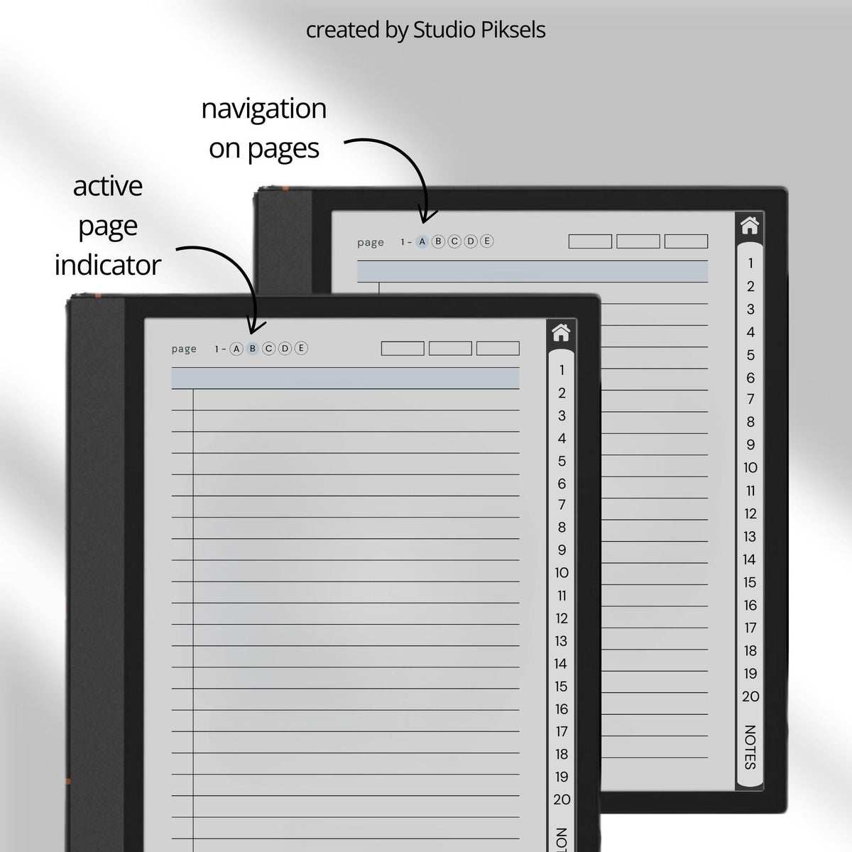 4-in-1 Custom Index Notebooks for BOOX with hyperlinked lined, grid, dotted, and blank digital notebooks for organized note-taking.