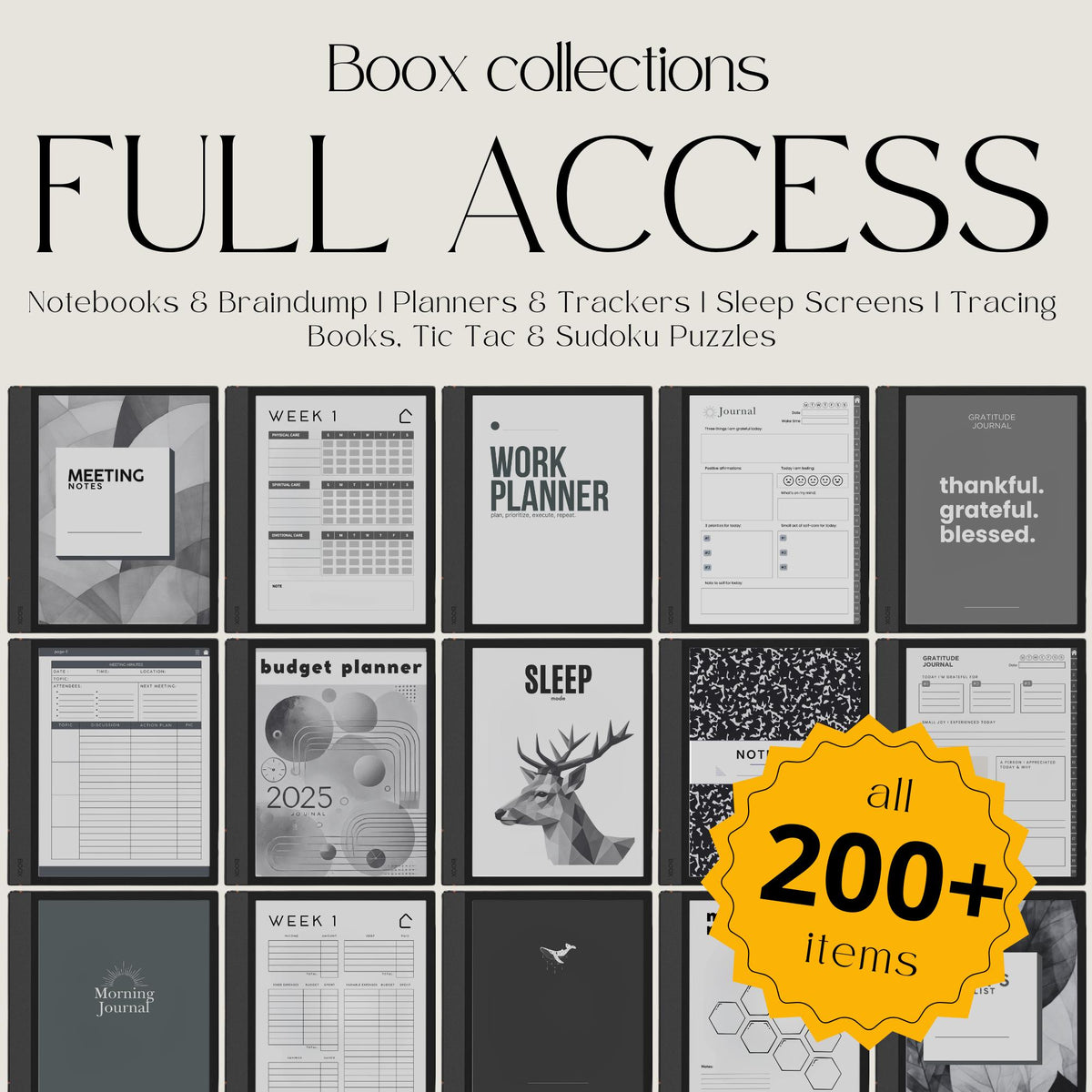 Full Shop Access to BOOX Eink Collections, Productivity Templates for BOOX Note, Planner, Notebook & Templates Bundle digi...