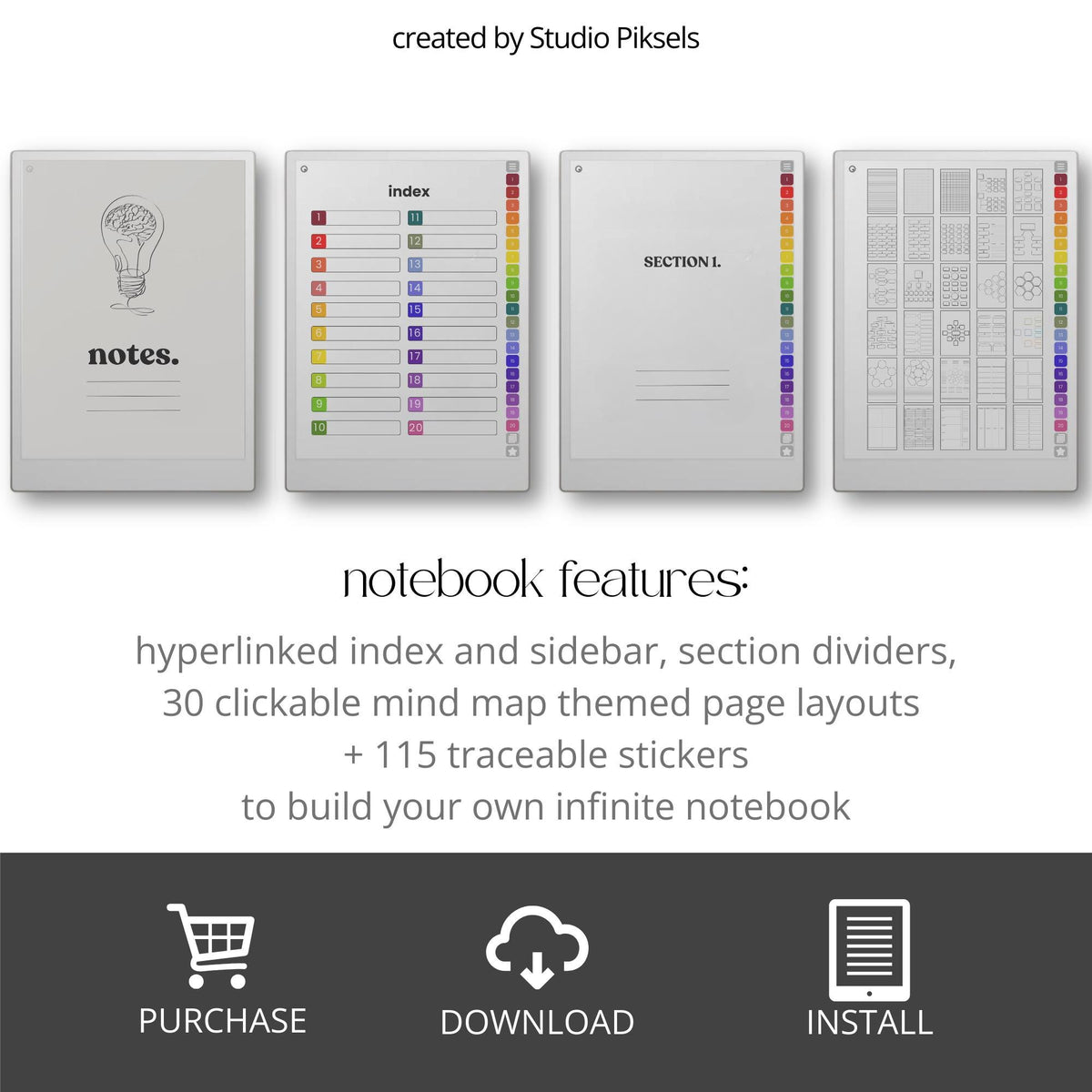 Unlimited Mind Map Notebook for reMarkable Paper Pro, Idea Planner, Vision Board, Brain Dump Template, Business Planner, P...