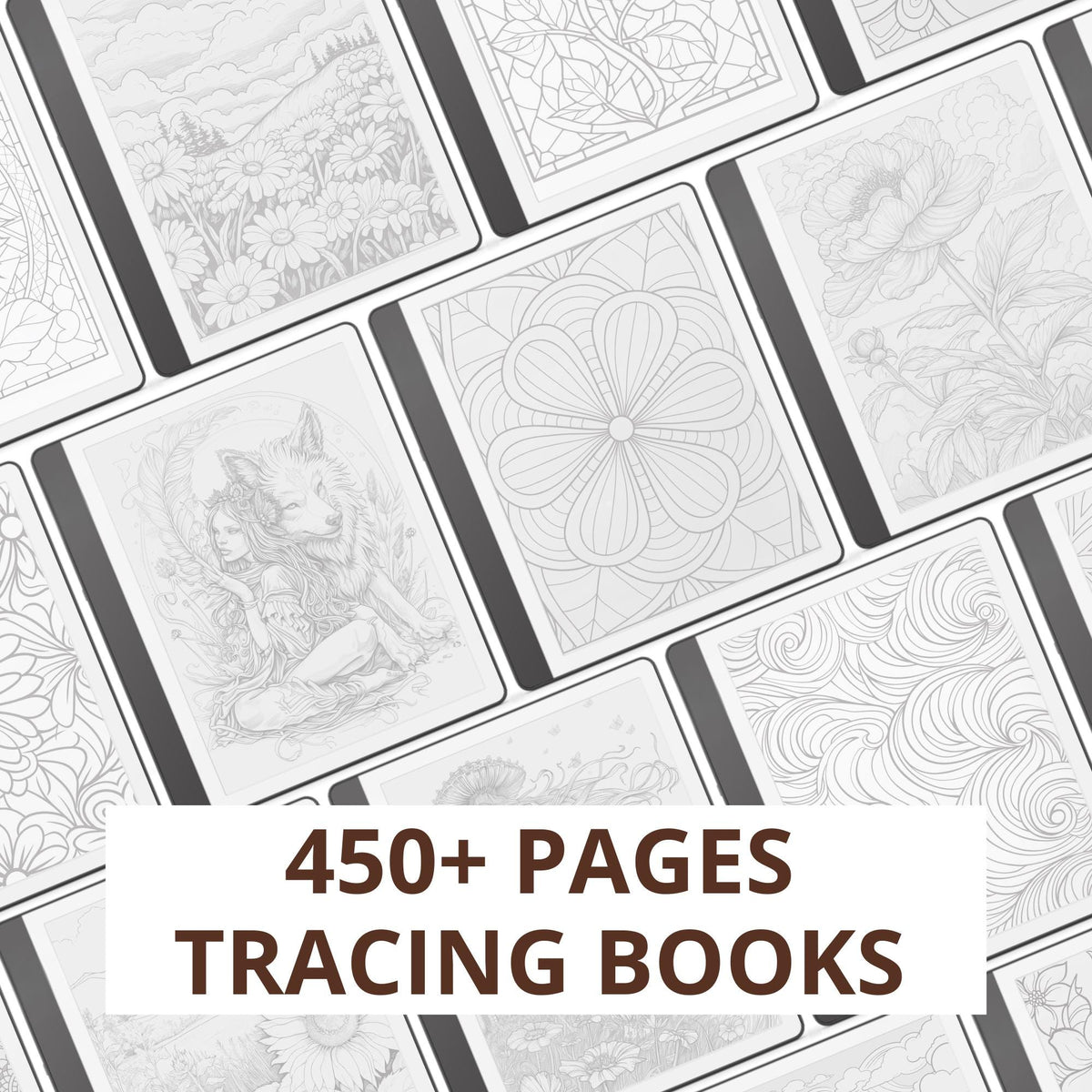 Full Access Template Bundle for Kindle Scribe featuring digital planners, notebooks, productivity trackers, puzzles, and hyperlinked templates.