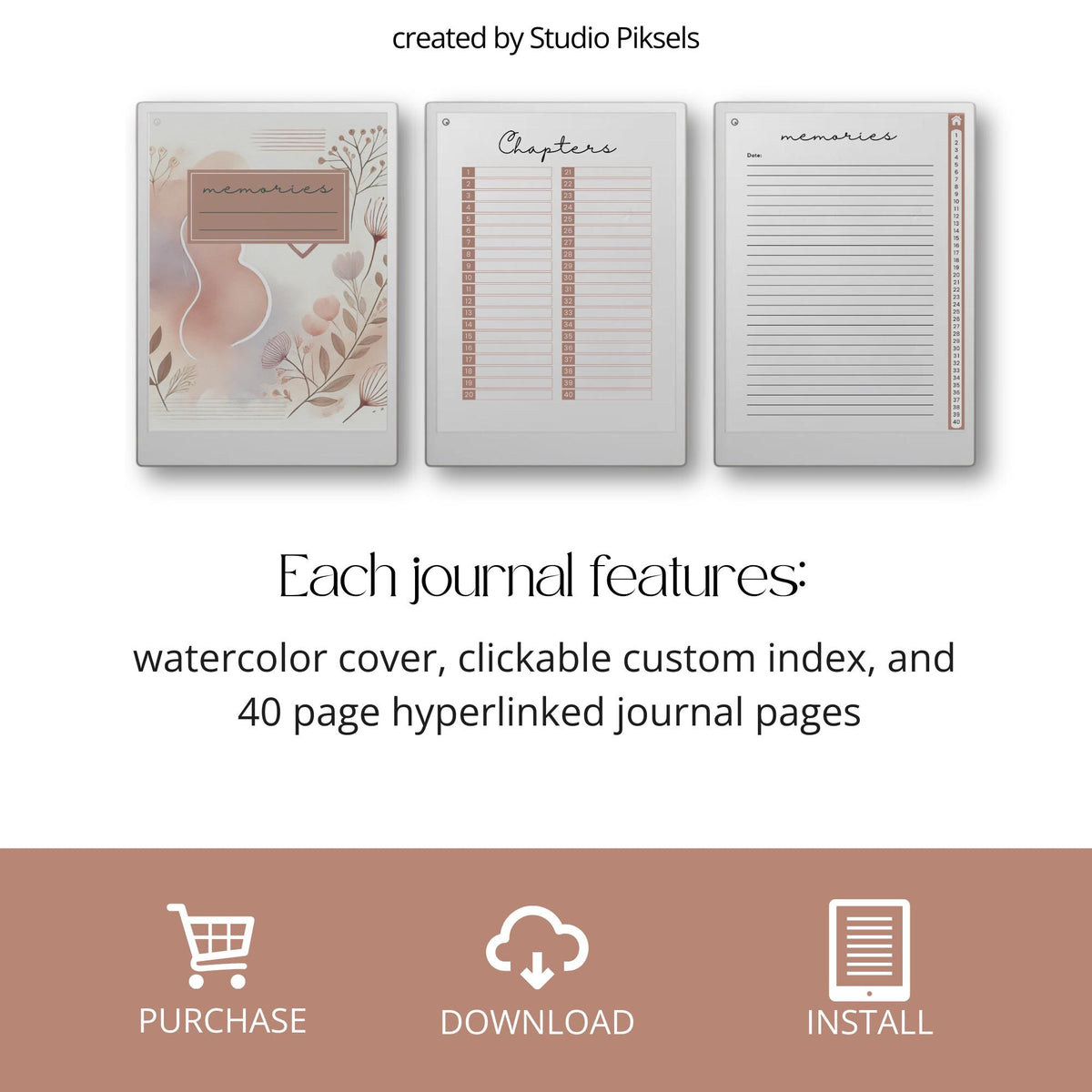 Digital Pregnancy Journal & Baby Milestone Journal for reMarkable Paper Pro