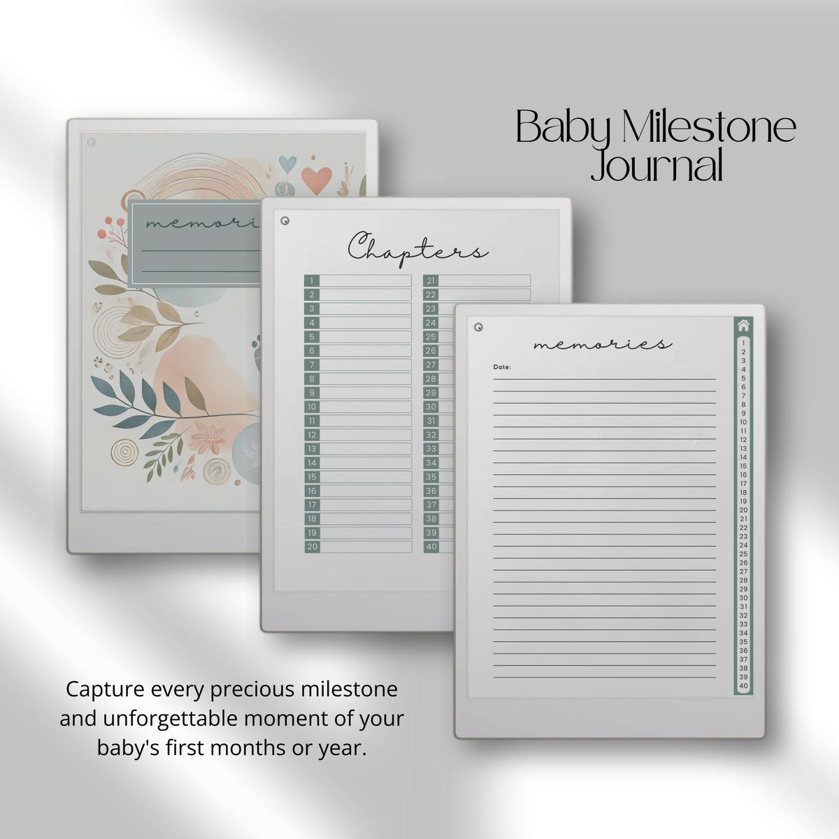 Digital Pregnancy Journal & Baby Milestone Journal for reMarkable Paper Pro