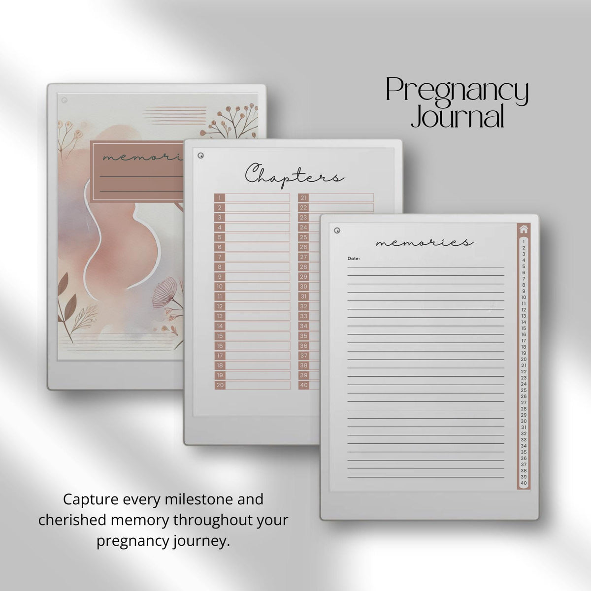 Digital Pregnancy Journal & Baby Milestone Journal for reMarkable Paper Pro