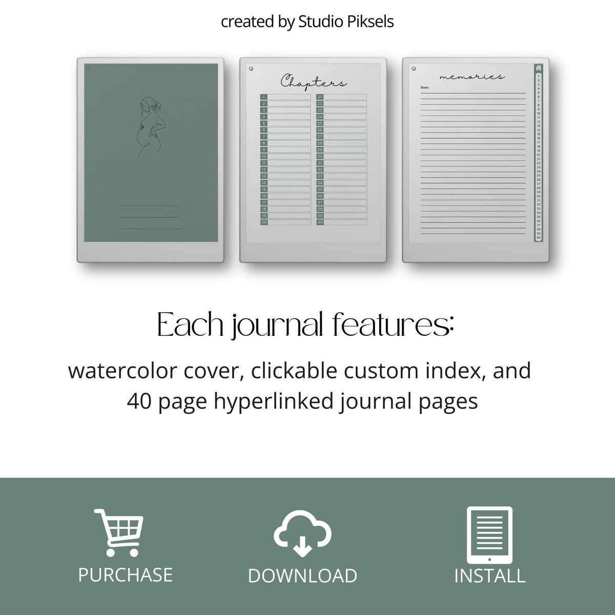 Digital Pregnancy Journal & Baby Milestone Journal for reMarkable Paper Pro
