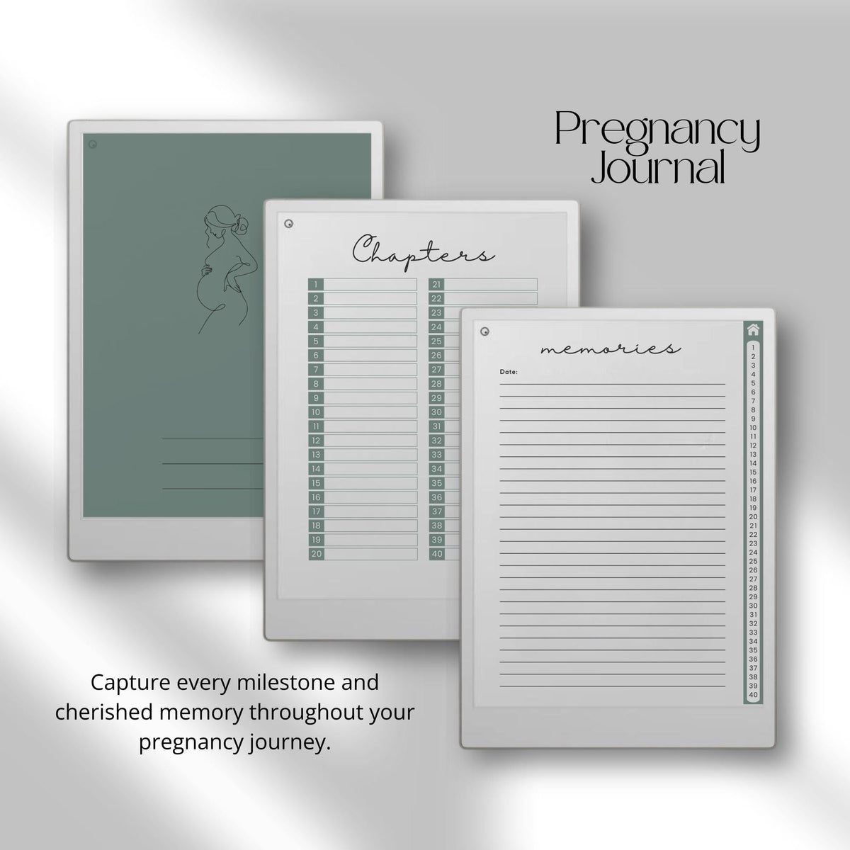 Digital Pregnancy Journal & Baby Milestone Journal for reMarkable Paper Pro