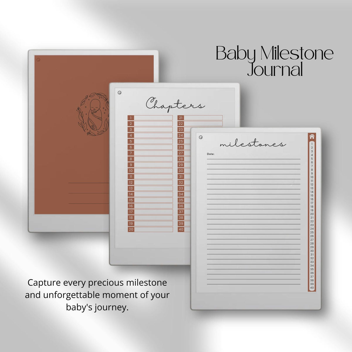 Digital Pregnancy Journal & Baby Milestone Journal for reMarkable Paper Pro